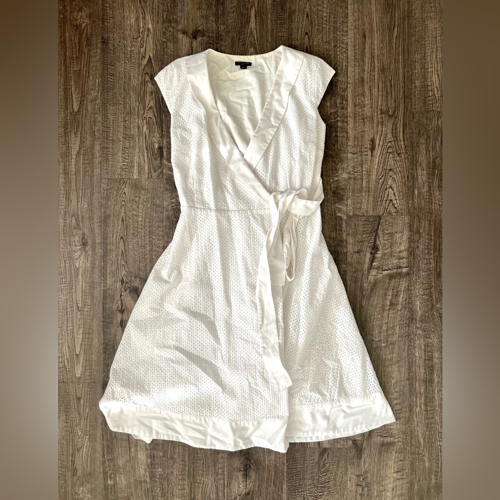 Ann Taylor white eyelet style wrap dress